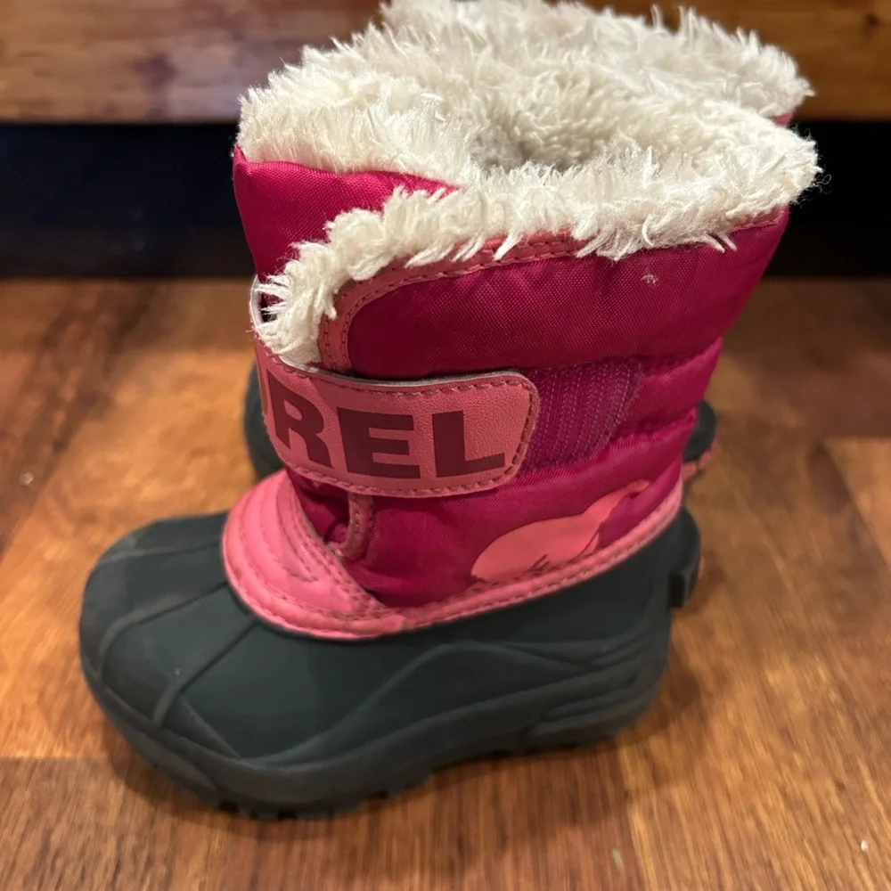 Sorel Kids' Snow Commander Insulated Waterproof Boot Pink Black Little Kids 6